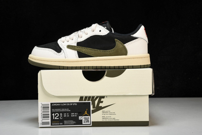 KIDS TRAVIS SCOTT X JORDAN AJ 1 LOW OG“OLIVE”PS DZ5909-106