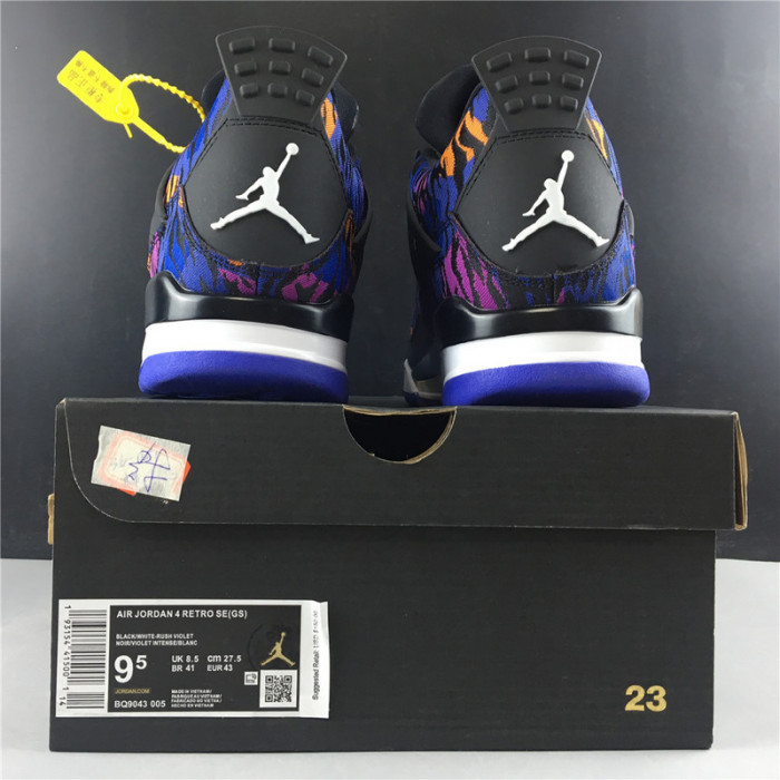AIR JORDAN 4 BLACK WHITE RUSH VIOLET RACER BLUE BQ9043-005